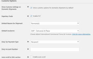 WooShipping features an extensive list of customs settings to choose from